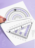Règle carrée rapporteur EYES et ensemble de boussoles mathématiques 8 pièces Outils de dessin multifonctionnels pour les collégiens