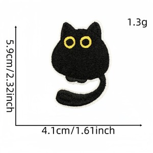 Nouvelle Offre : Écussons Brodés Thermocollants Personnalisés en Feutre, Motifs Étoile <span class=keywords><strong>Noire</strong></span>, Fleur, Cœur, Chat pour Vêtements, Sacs et Chapeaux - Product Image 6