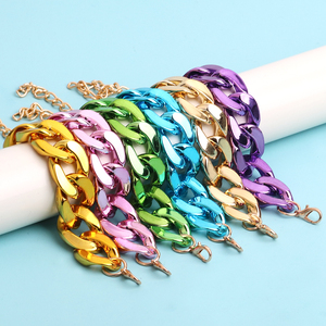 Bracciale Acrilico Lucido Personalizzato con Catena Metallica Colorata Stile Hip-Hop, <span class=keywords><strong>Accessori</strong></span> CCB Colorati per Feste, Miglior Prezzo - Product Image 6