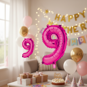 32 pollici rosa rosa numero 9 alfabeto palloncino Mylar Party Deco per la festa della mamma cinese capodanno nuovo modello di marca Peiyong - Product Image 3