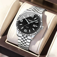 Reloj de Lujo de Marca Privada de Alta Calidad, Logotipo Personalizado en la Esfera, 5ATM, Luminoso, de Acero Inoxidable, Reloj de Cuarzo para Hombre