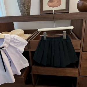Tongxingyuan Girls' School Style Two-Piece Set White Shirt Black Skirt Cotton Summer Outfit - Product Image 3