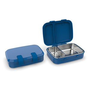 Lonchera de acero inoxidable tamaño M con 3 compartimentos, portátil, apta para microondas, para estudiantes y trabajadores de oficina - Product Image 1