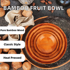 Bol à fruits, assiette à collation, saladier en bambou naturel pressé à haute température, design vintage, écologique, pour restaurant, hôtel, usage domestique - Product Image 2