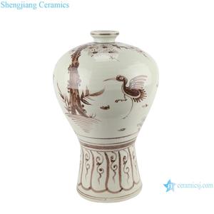 RZSX28 Jingdezhen peinture à la main couleur marron <span class=keywords><strong>grue</strong></span> antique et <span class=keywords><strong>oiseau</strong></span> céramique prune vase chinois - Product Image 2