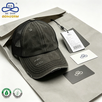 Casquettes de baseball tendance 2026 en jean structuré délavé et vieilli avec trou pour queue de cheval et dos réglable en Velcro pour femme, idéales pour l'extérieur