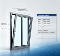 Fenêtres de villa modernes en aluminium à ouverture vers l'intérieur, double vitrage, insonorisées, sécurisées, durables, étanches aux intempéries