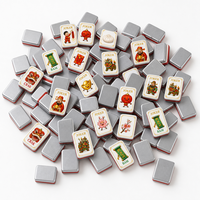 Jeu de tuiles de mahjong américain personnalisé - Design géométrique floral, mélamine acrylique, 4 joueurs