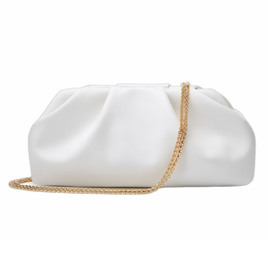 Women Classic Pleated Cloud Wedding Evening Bag Versatile Square Crossbody <b>Clutch</b> Purse with Chain for Party Work - Product Image 3