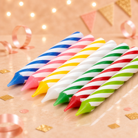 Vente directe usine – Bougies d'anniversaire droites rayées 7,8 mm, arc-en-ciel, à combustion propre, mèche en coton pur, pour gâteaux et fêtes, faible MOQ