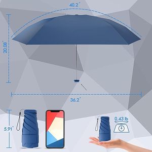 Parapluie de voyage pliable mini coupe-vent, protection contre le soleil et la pluie, design compact et léger, s'adapte à la poche ou au sac, pour hommes et femmes - Product Image 3