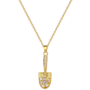 ¡Novedad de 2026! Collar con colgante con forma de pala de lujo, collar con colgante con incrustaciones de circón blanco ajustable para <span class=keywords><strong>mujer</strong></span>, regalos de joyería - Product Image 2