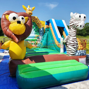 Aufblasbare safari-hupfburg <b>inflatable</b> safari bouncy castle commercial kids bounce <b>house</b> slide combo - Product Image 4