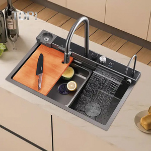 TOPHOME Offerte Imperdibili Lavello da Cucina Sottopiano a Vasca Singola in Acciaio Inossidabile con Bocca Larga, Finitura Oro, Design Cascata, Realizzato a Mano, Premium - Product Image 6