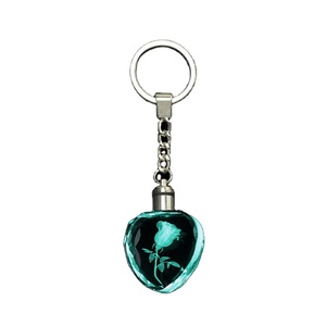 Wholesale K9 Custom 3D Laser Personalized Heart Quartz Crystal LED Keychain-Durable 7 Color Options