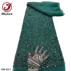 <span class=keywords><strong>Tela</strong></span> de encaje de <span class=keywords><strong>tul</strong></span> francés de lentejuelas con cuentas hechas a mano con bordado naranja quemado nupcial de lujo - Product Image 6