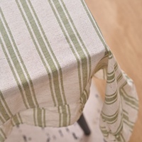 Nappe de table personnalisée en polyester et coton, style pastoral français vintage, à rayures et volants, pour la vente en gros