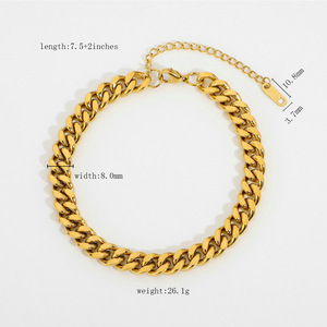 Bijoux de <span class=keywords><strong>pied</strong></span> d'été Bracelets de cheville pour femmes <span class=keywords><strong>Bracelet</strong></span> de cheville à maillons cubains en acier inoxydable plaqué or 18 carats Bijoux pour hommes - Product Image 3