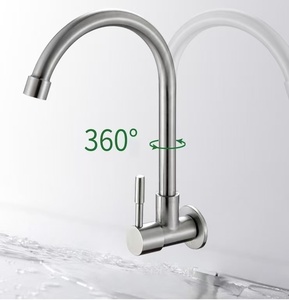 Grifo <span class=keywords><strong>de</strong></span> <span class=keywords><strong>Cocina</strong></span> Monomando <span class=keywords><strong>de</strong></span> Acero Inoxidable <span class=keywords><strong>de</strong></span> Diseño Moderno, Montado en la <span class=keywords><strong>Pared</strong></span>, con Medidor, Agua Fría, Giratorio, para Fregadero - Product Image 5