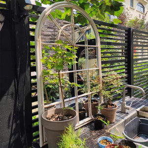 Retro White <strong>Garden</strong> Vintage <strong>Mirror</strong> <strong>Outdoor</strong> Iron Framed Window Pane <strong>Mirror</strong> - Product Image 3