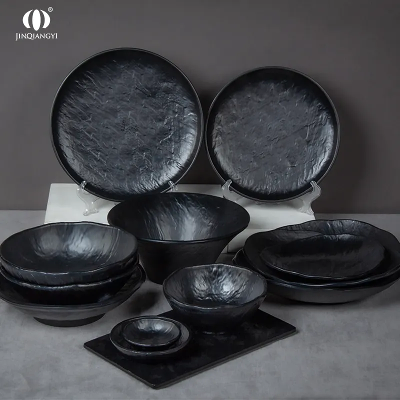 Japanese Traditional Black Dinnerware Melamine Sushi Black Kitchen Tableware Restaurant Special Plate