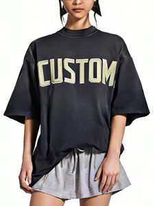 LTD-MT1024 ग्वांग्झू कपड़े विक्रेता थोक कस्टम कढ़ाई लोगो ग्राफिक पैटर्न स्ट्रीटवियर महिलाओं की टी-शर्ट - Product Image 1