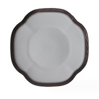 Service de table en porcelaine fine, blanc, bord ondulé, bande argentée, vaisselle de luxe, assiette de service, bol à soupe, tasse à thé pour hôtel, restaurant, maison