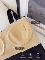 Soutien-gorge femme automne-hiver chaud mi-long en soie et cachemire antibactérien brodé à larges bretelles avec armatures