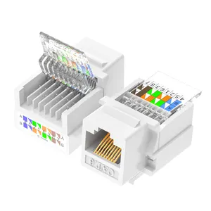 공장 가격 rj45 90 도 모듈로 툴리스 플러그 cat3 cat5e cat6 네트워크 utp rj45 키스톤 소켓