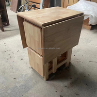 Table rectangulaire en bois multifonctionnelle en gros avec 4 tabourets, table à manger minimaliste gain de place, tables pliantes