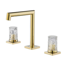 Robinet de lavabo de salle de bain de luxe moderne à poser sur le comptoir, 3 trous, avec deux poignées en cristal et cartouche céramique, ensemble complet