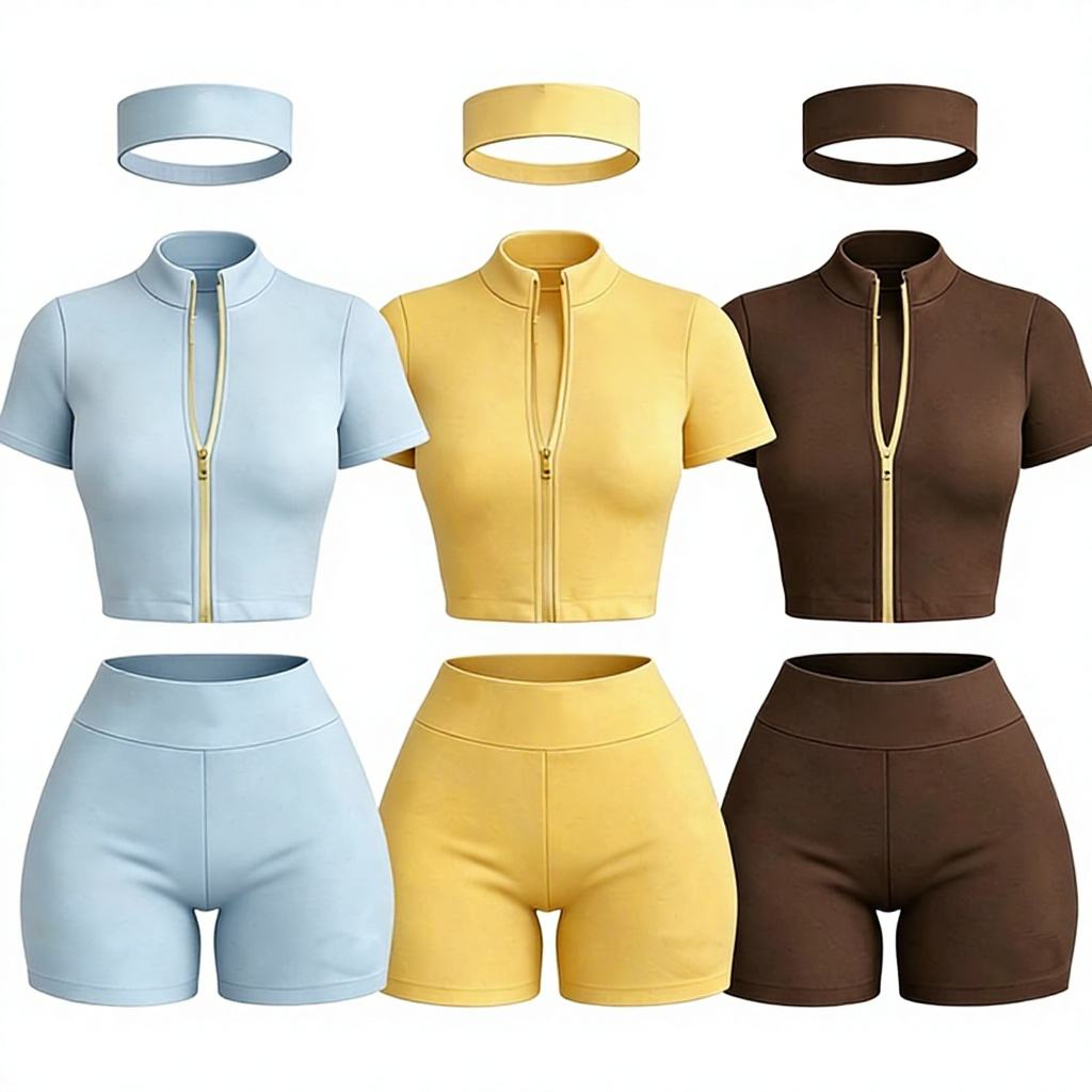 OEM ODM Yoga Sets Custom Summer Women's Street Style Sports Set Solid Color Zip-up Skinny Fit Quick Dry Leggings Sets for Women