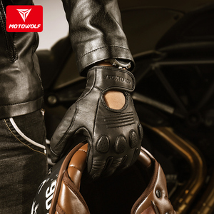 Guantes Retro de moto de cuero sintético transpirable deportivo de protección de manos motodolf - Product Image 6