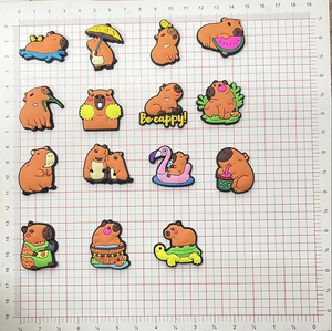 Mignon Kapibara série PVC chaussures breloques 2.5-3.5cm sabot breloque amusant bricolage accessoire décorations fleur boucle inspiré Cartoony Capybara - Product Image 3