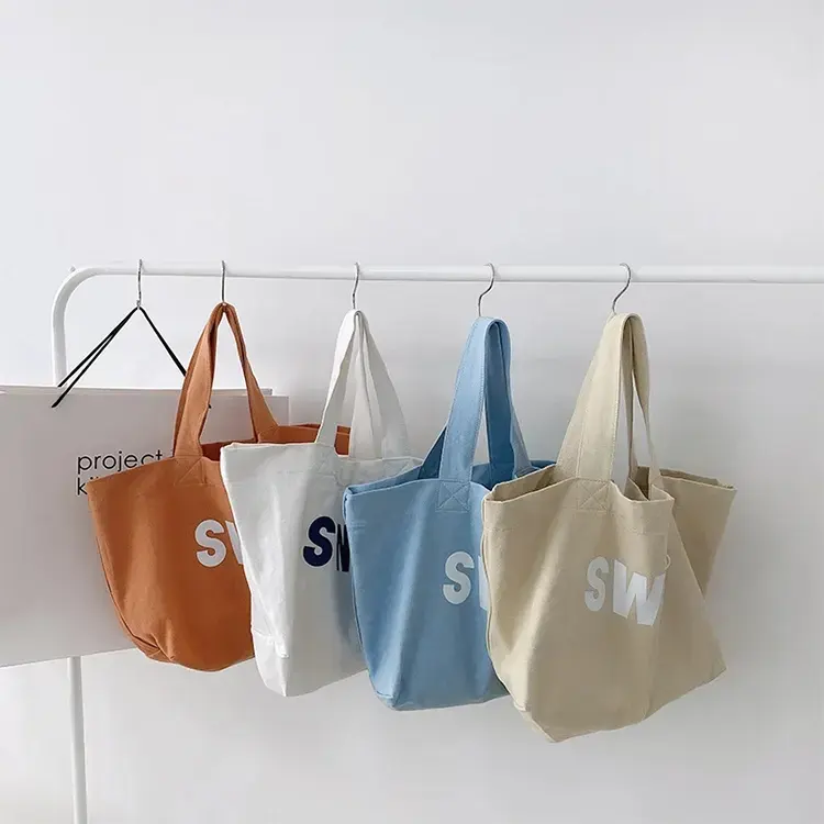 Çevre dostu fabrika katlanabilir 12oz Shopper çanta boş pamuk tuval büyük özel Tote alışveriş çantası