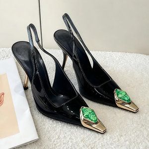 รองเท้าส้น<span class=keywords><strong>สูง</strong></span>หนังแท้ฝรั่งเศสสำหรับผู้หญิง <span class=keywords><strong>ส้น</strong></span>เข็มแบบรัดข้อเท้า เพิ่มความสูง สวมใส่ง่าย เหมาะสำหรับงานปาร์ตี้ งานเลี้ยง ของขวัญสำหรับเธอ - Product Image 4