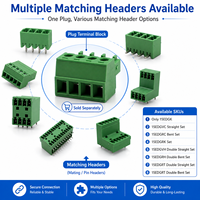 Conector de Bloque de Terminales PCB Enchufable AOSI 15EDG 3.81mm Verde con Tornillo y Varias Opciones de Conectores de Pines