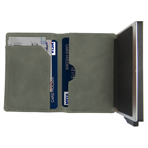 Unisex RFID Minimalist Business Credit Card Case Aluminum <b>Wallet</b> Open Closure Nylon Lining Mini Black Anti-theft Metal PU <b>Holder</b> - Product Image 2