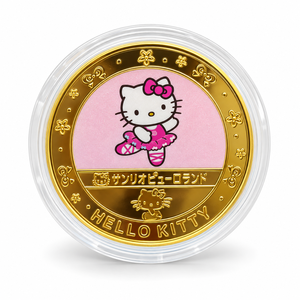 Moneda de Gato con Lazo Rosa 2026, Cinco Poses de Amigas Bonitas, Hierro Bañado en Oro con Estuche - Product Image 3