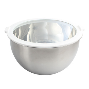 Bol mélangeur en acier inoxydable avec couvercle en verre, design minimaliste, compatible lave-vaisselle, pour usage domestique - Product Image 3