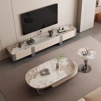 Table basse de luxe légère, créative, escamotable, ovale, avec rangement, pour le salon