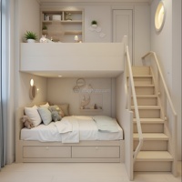 Lit superposé moderne en bois massif à deux étages, durable, écologique, multifonctionnel, pour enfants, avec barrière de sécurité, design à double étage
