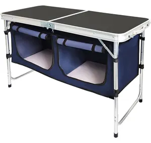 CHINA Outdoor folding table aluminum lightweight height adjustable with storage storage box