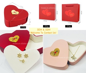 再利用可能で耐久性のあるバレンタインデーの愛のペンダントリングネックレス用包装箱、赤いダブルハート型のプラスチック製ジュエリー包装箱 - Product Image 3
