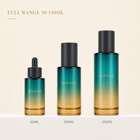 Flacon compte-gouttes en verre rond vert olive pour sérum et tonique, 20ml 30ml 40ml 50ml, pour sérum de maquillage et cosmétiques