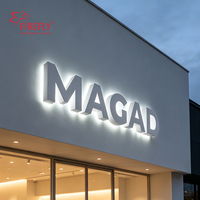 Letras 3D Personalizadas con Retroiluminación LED, Letrero de Acero Inoxidable con Halo Luminoso, Letrero Comercial para Tienda o Negocio
