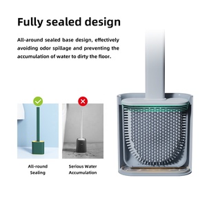 Sanga Brosse WC murale plate en TPR blanche avec support en silicone pour salle de bain - Product Image 5
