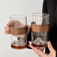 Creative Vintage Mountain View fait à la main boire tasse en verre transparent isolation thermique oreille suspendu Latte thé café verrerie froide