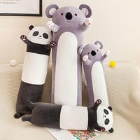 En gros Personnalisé Kawaii Super Doux Animal En Peluche Long Panda Koala En Forme De Peluche Jouet Oreiller PP Coton Rempli Lavé Stress