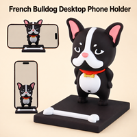 Support de téléphone portable en PVC réglable pour bouledogue français, accessoire de décoration de bureau, idéal pour la vente en magasin de détail